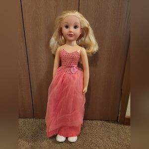 Wispy Walker 28" My Size Royal Princess Doll - Caucasian Blonde Pink Dress